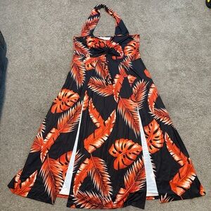 Tropical Halter Maxi Dress